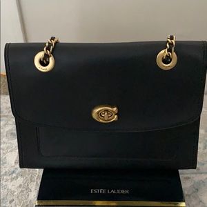 Coach parker black leather crossbody shoulder bag